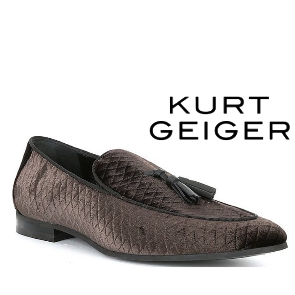 NWOB $245  Kurt Geiger London, the Men's Henry Quilted Velvet Tassel Loafers